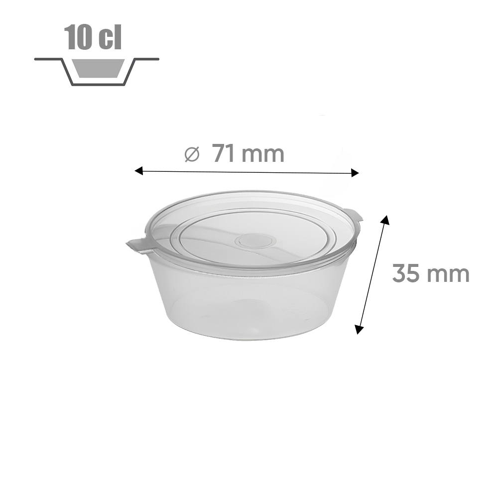 Pot à sauce 100 ml avec couvercle à charnière en plastique PP